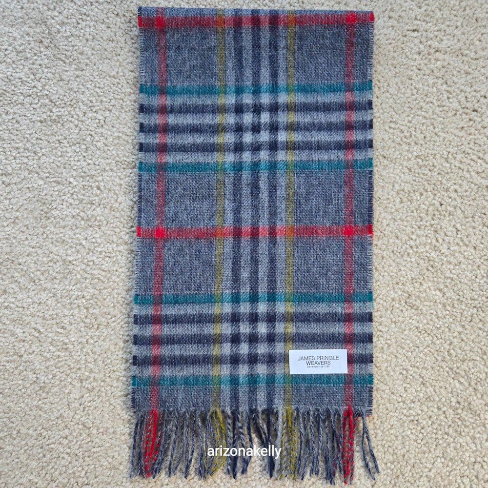 NWOT Merino Wool Scarf James Pringle Weavers Colorful Plaid